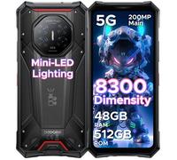 DOOGEE S300 Pro 5G Android 16 Telephone Portable Incassable, 48Go(16+32)+512Go/2To& Dimensity 8300, 11000mAh/66W & 200MP+32MP-Noir