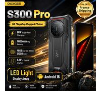 DOOGEE S300 Pro Téléphone Robuste Flagship 5G, Première Mondiale, Écran Numérique 6,78 pouces, 48GB(16+32) RAM + 512GB ROM, Grande Batterie 11000mAh, Android 16, Panneau d'affichage à LED, Charge noir