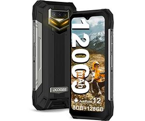 DOOGEE S89 [2022] Téléphone Portable Incassable, 12000mAh Grande Batterie, 48MP Caméra Triple+20MP Vision Nocturne, 6.3" FHD + LED Respiration, 8Go+128Go Helio P90 Android 12 Smartphone Étanche-Noir