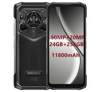 DOOGEE Smartphone Incassable Blade 20 Pro, 24Go+256Go, Haut-Parleur 125dB(3,5W), Batterie 11800mAh&15,8mm Fin, 50MP+20MP Vision Nocturne, Android 15 Gemini AI, 6,6'' HD+, Supporte 3 Cartes, NFC Noir