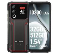 DOOGEE Smartphone Incassable Blade 20 Ultra, 32Go+512Go, 1,54'' Écran Secondaire, Batterie 10300mAh & 15,8mm Fin, Écran Plein de 6,6, Caméra IA 50MP, Android 14, Téléphone Renforcé, GPS NFC Rouge