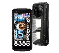 DOOGEE Smartphone Incassable Fire 3 Max 4G,Lampe 1200LM,32Go+256Go/2TB,8350mAh 18W Téléphone Portable,5.5" HD+60Hz,48MP+20MP Vision Nocturne,IP68/Gemini AI/NFC/Dual SIM/Face ID/Widevine L1 (Gris)