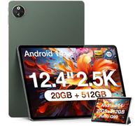DOOGEE T30 MAX Tablette 512GB ROM(TF 2TB) +20GB RAM Android 14 Écran 12,4 Pouces 2560*1600, 10800mAh/33W, Helio G99/Octa Core, 50MP+20MP, Tablette Android 4G LTE+5G WiFi/Widevine L1/TÜV/OTG/GPS, Vert