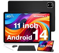 DOOGEE T30E WIFI Tablette Tactile 11 pouces Android 14,9 Go+128 Go,Batterie 8000mAh Widevine L1 Tab Dual 4G Avec Clavier - Noir