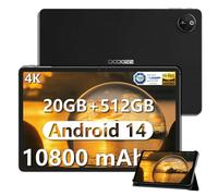 DOOGEE T30MAX Tablette, Tablette Android 14, 12,4 Pouces Tablette 4K, 20 Go RAM + 512 Go ROM/2TB, 10800 mAh, 50MP+20MP, G99, OTG, TUV, Huella Lateral, Reconocimiento Facial, Bluetooth 5.0, Noir