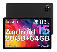 DOOGEE Tab A9+ Android 15 Tablette 11 Pouces, 20Go + 64Go (TF 2To) Unisoc T7200 8 580 mAh Gaming Tablette Wi-FI 5, 13 MP/FM/Face ID/Widevine L1/OTG/GPS/Deux Haut-Parleurs [2025]