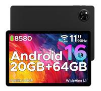 DOOGEE Tab A9+ Android 16 Tablette 11 Pouces, 20Go + 64Go (TF 2To) Unisoc T7200 8 580 mAh Gaming Tablette Wi-FI 5, 13 MP/FM/Face ID/Widevine L1/OTG/GPS/Deux Haut-Parleurs