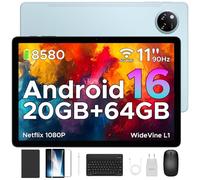 DOOGEE Tab A9+ Android 16 Tablette, 20GB RAM+64GB ROM(2TB TF), 11 Pouces Tablette avec Clavier 8580mAh Widevine L1 Unisoc T7200, 13MP+5MP, 90Hz/ Octa-Core/ BT5.0/ GPS
