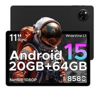 DOOGEE TAB A9+ Tablette Android 15 11 pouces avec IA Gemini, 8580 mAh et T7200 octa-core, 20 Go + 64 Go LPDDR4X, caméras 13 Mpx + 5 Mpx, Widevine L1, Face ID, Bluetooth 5.0, Wi-Fi 5G, GPS, FM, OTG, No