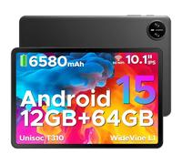 DOOGEE Tab A9 Tablette Android 15, Tablette 10 Pouces, Unisoc T310, 12GB RAM+64GB ROM(TF 2TB), 6580 mAh Tablette Tactile, 5G WiFi/Double Haut-parleur/8MP/Type-C/GMS/Bluetooth/Face ID/Jack 3,5 mm, Noir