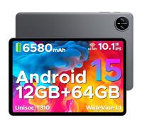 DOOGEE Tab A9 Tablette Android 15, Tablette 10 Pouces, Unisoc T310, 12GB RAM+64GB ROM(TF 2TB), 6580 mAh Tablette Tactile, 5G WiFi/Double Haut-parleur/8MP/Type-C/GMS/Bluetooth/Face ID/Jack 3,5 mm, Gris