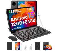 DOOGEE Tab A9 Tablette Android 15, Tablette 10 Pouces,Unisoc T310, 12GB RAM+64GB ROM(TF 2TB) Tablette avec Clavier, 6580 mAh Tablette Tactile, 5G WiFi/8MP/Type-C/GMS/Bluetooth/Face ID/Jack 3,5 mm,Noir