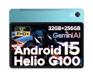 DOOGEE Tab E3+ Android 15 Tablette 12 pouces FHD+, avec carte SIM, Helio G100 octa-cœur IA, 90 Hz, 32 Go + 256 Go / 2 To, batterie 8800 mAh, 7,5-mm ultra-fin, quatre haut-parleurs, Face ID - Bleu