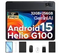 DOOGEE Tab E3+ Android 15 Tablette avec Clavier, Tablette 12 Pouces, Helio G100 Octa-Core 32 Go + 256 Go / 2 to TF 90 Hz FHD+ 8800mAh Tablette avec Carte SIM, Gemini AI, 7,5 mm/Quatre Haut-Parleurs