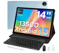 DOOGEE Tab E3 Max Tablette 14 Pouces,Tablette Android 15 Batterie 13500mAh,MTK G100 Octa-Core,32GB+256GB/TF 2TB,Tablette avec Clavier 2.1K (2160 * 1440) Écran,16MP+8MP/4G LTE/5G WLAN/GPS/GMS, Bleu