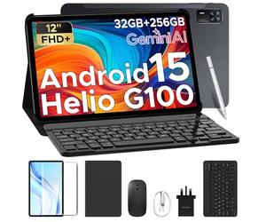 DOOGEE Tab E3+ Tablette 12 Pouces, Tablette avec Clavier,2.4K+ 90HZ,8800mAh,32Go + 256Go,Helio G100 Octa-Core,Tablette Android,Stylo/Slot Carte SIM/7,5 mm/Souris/Boîtier/Quatre Haut-Parleurs