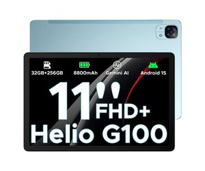 DOOGEE Tab E3 Tablette Android 15, 11 pouces FHD+ 90 Hz, Helio G100 Gemini IA, 32 Go + 256 Go / 2 To, Batterie 8800 mAh, corps métallique 7,5 mm ultra-mince, double SIM, 5G Wi-Fi, GPS, BT5.2, Face ID,