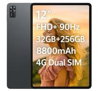 DOOGEE Tab E3+ Tablette Android 15, 12" IPS FHD+ 90Hz, 32Go RAM+256Go ROM, 8800mAh, 13+5MP Caméra, Octa-Core 6nm, Double SIM 4G LTE, 4 Haut-Parleur, GPS, Gemini AI Tablet Gris