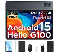 DOOGEE Tab E3+ VIP,Helio G100 Android 15 Tablette, 12 Pouces FHD+ 90HZ,30GB RAM+256GB ROM/TF 2TB,13MP+5MP,8800mAh 18W OTG Tablette LTE,Haut-parleurs quadruples de Haute qualité,Face ID,Gris