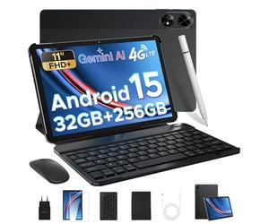 DOOGEE Tab G6+ Android 15 Tablette 11 Pouces, FHD+ 90HZ, 32GO + 256GO, 8000mAh, Gemini AI, Unisoc T7280 Octa-Core, Widevine L1, 4G LTE, Tablette avec Clavier/Stylo/Slot Carte SIM/Souris/Boîtier