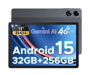 DOOGEE Tab G6 Plus Tablette Android 15, 11 pouces 2025, emplacement pour carte SIM, IA, FHD+, 32 Go RAM + 256 Go ROM, 8000 mAh, octa-core T7280, Widevine L1, 5G, Wi-Fi, Bluetooth 5.0, GPS - Gris