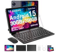 DOOGEE U11 Pro Tablette Android 15, Tablette 11 Pouces 30GB RAM+256GB ROM/TF 2TB, Batterie 8580mAh,Tablette avec Clavier Unisoc T7200 90Hz, Tablette Tactile 5G WiFi/13 MP/GPS/OTG/Face ID