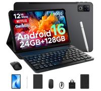 DOOGEE U12 Tablette Tactile - Android 16 Gemini AI, Écran 12"" 2K 90Hz, 24Go+128Go, 9000mAh 18W, 7.8mm Métal Ultra-mince 567g-Noir