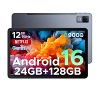 DOOGEE U12 Tablette Tactile - Android 16 Gemini AI, Écran 12"" 2K 90Hz, 24Go+128Go, 9000mAh 18W, 7.8mm Métal Ultra-mince 567g-Gris