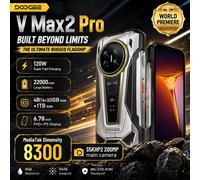 DOOGEE V Max 2 Pro Téléphone Robuste, Première Mondiale, Écran 6,78 pouces, 48GB(16+32) RAM + 1TB ROM, Grande Batterie 22000mAh, Android 16, Lampes de Camping Doubles avec Effet Lumineux, Double noir