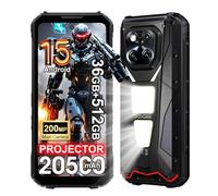 DOOGEE V Max Play 5G AI Téléphone Portable w/Projecteur Incassable, 1200 Lampe Torche, 36Go+512Go/2TB,20500mAh 45W, Android 15 Smartphone, 6.78" FHD+120Hz,200MP+32MP WiFi 6E/NFC (Noir)