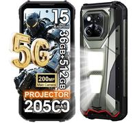 DOOGEE Vmax Play 5G Telephone Portable Incassable 36GB+512GB 6.8"" 20500mAh Smartphone Incassable avec 100 Lampe Projecteur NFC Noir