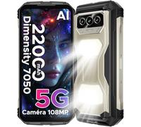 DOOGEE Vmax S Telephone Portable Incassable 5G 6nm Dimension 7050, 22000mAh/33W, 1200 LM Lampe Torche, 108 MP AI Caméra,24 GB RAM+256GB ROM, 6,58’’+120 Hz,Smartphone Incassable,WIFI6/NFC/Face ID/OTG