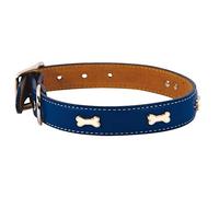 Doogy Collier Cuir Indigo pour Chien Bleu