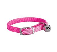 DOOGY FASHION - Collier nylon simple chromé chat rose