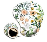 Dooke Tapis de Souris Ergonomique, avec Support de Poignet, Joli Tapis de Souris, avec Base PU antidérapante, Facile à Taper et à soulager la Douleur, Beau Motif Floral
