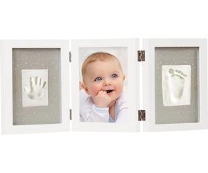 Dooky - Boîte à empreinte de main avec cadre triptyque et photo + coffret cadeau