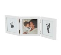 Dooky Happy Hands Triple Frame, kit empreintes mains bébé, kit empreintes pieds, cadre photo 3 pièces, espace pour photo 13 × 18 cm, cadre env. 52 × 22 cm, blanc