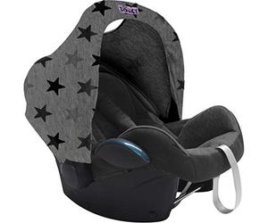 Dooky Hoody auvent de protection solaire pour porte-bébés ou poussettes (design : Grey Stars, avec protection UV 40+, groupe d'âge 0+, convient à la plupart des marques), Grey