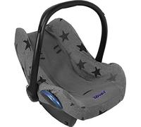 Dooky Seat Cover 0+ Grey Stars Housse de siège auto (pour Système de Ceinture 3 et 5 Points, pour la Tranche d'âge 0+, Convient à la Plupart des Marques), Gris