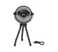 Dooky Ventilateur pour poussette Deluxe, ventilateur universel à clipser, pales en mousse souple, flexible à 360°, sièges auto et parcs, fonctionne à piles, noir