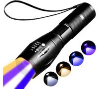 Dool-Lampe Poche Multifonction Rechargeable ¿ Lampe 4 Couleurs,Lampe De Poche Uv À Lumière Noire 395nm,Lumières De Suivi Du Sang Pour La Chasse,4 Modes. Led Uv Noir,Bleu,Blanc Et Jaune.