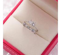 DOOLY 2021 Nouveau Mode Crystal Zircon Anneaux Sweet Flower Feuille Papillon réglable Anneaux Ouverts Femme Mariage Engagement Bijoux Cadeau