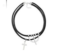 DOOLY Anime Tokyo Revengers Keisuke Baji Croix Pendentif Collier Multicouche en Cuir Punk Choker Colliers Hommes Bijoux