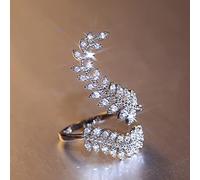 DOOLY Graceful Feuilles Fin de la Bague Ouverte Argent Color Color Fille Cocktail Party Bagues Crystal Cristal Zircon Mode Femmes Bijoux