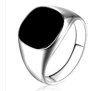 DOOLY Hommes Vintage Bague émail Sonnerie Punk Classique Noir Goutte Noire Imitation Noire Sonnerie mâle émail Sonnerie