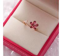 DOOLY La Nouvelle Bague de la Fleur de Cristal exquise de la Corée tempérament de la Mode Sweet Polyvalent Polyatile Anneau d'ouverture Femme Bijoux