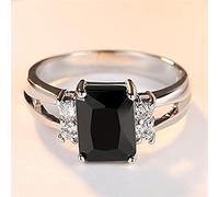 DOOLY Vintage mâle féminin Noir carré Pierre Sonnerie Mode Argent Couleur branchement Cristal promesse Engagement bagues pour Hommes et Femmes