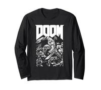 Doom Baron Pixelated Character with Logo Video Game Manche Longue