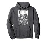 Doom Baron Pixelated Character with Logo Video Game Sweat à Capuche, Unisexe pour Adultes, Chiné Foncé, XXL