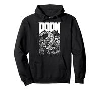 Doom Baron Pixelated Character with Logo Video Game Sweat à Capuche, Unisexe pour Adultes, Noir, S